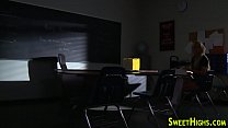 Uniformed teenager cum drenched and fucked in classroom in hd
